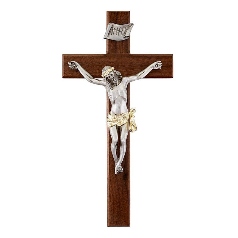 Crucifix 12" Walnut Two Tone