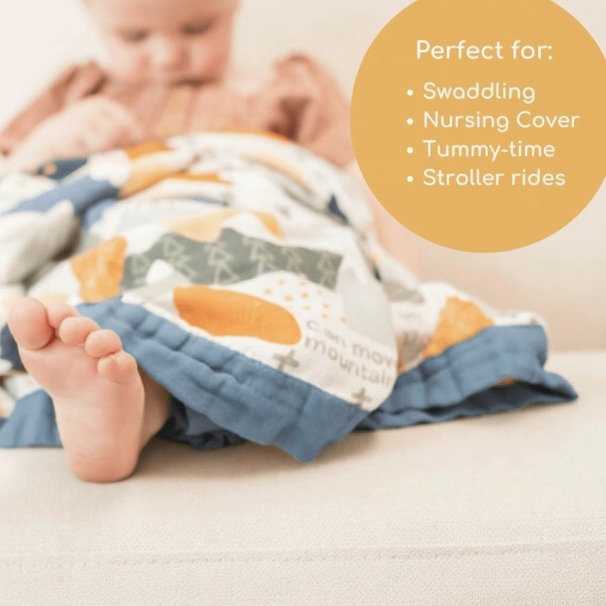 Catholic Luxury Double Sided Muslin Blanket-Faith Moves Mountains