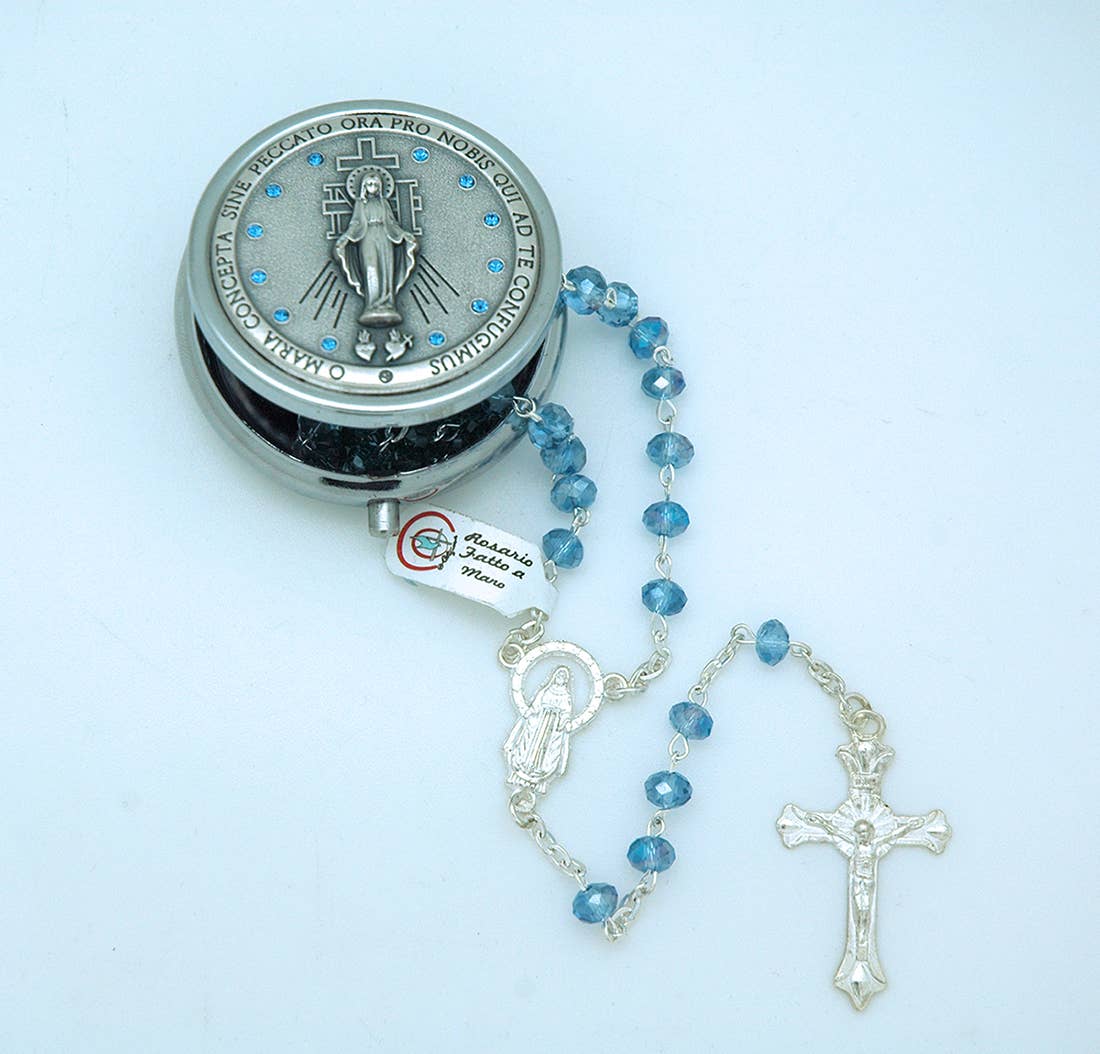 Blue Glass Crystal Charm Pendant Necklace