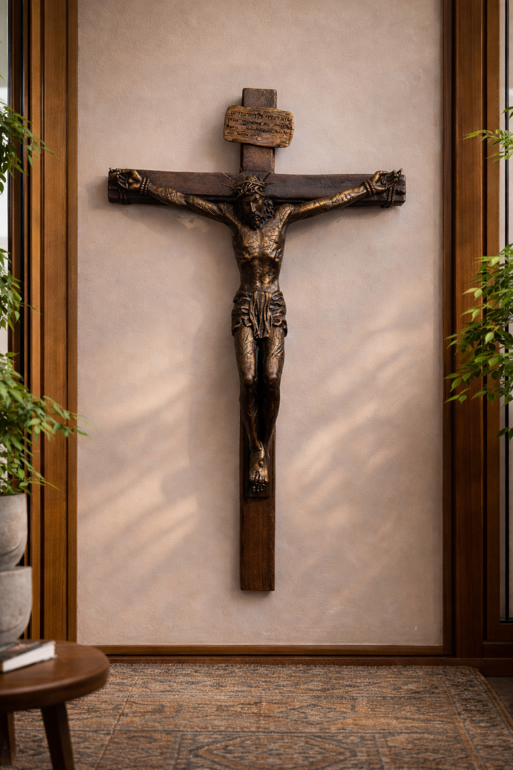 20" Realistic Bronze Crucifix