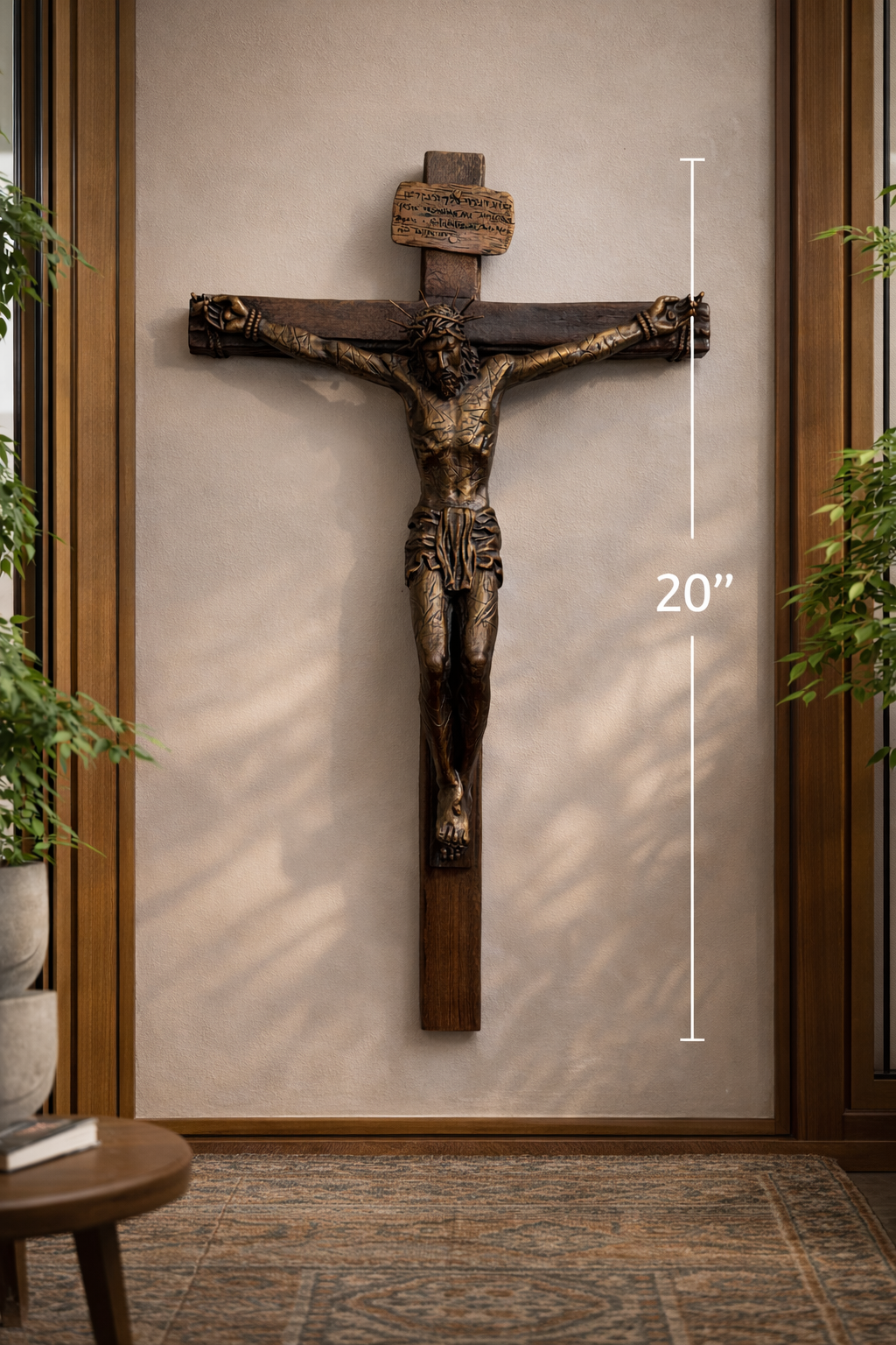 20" Realistic Bronze Crucifix