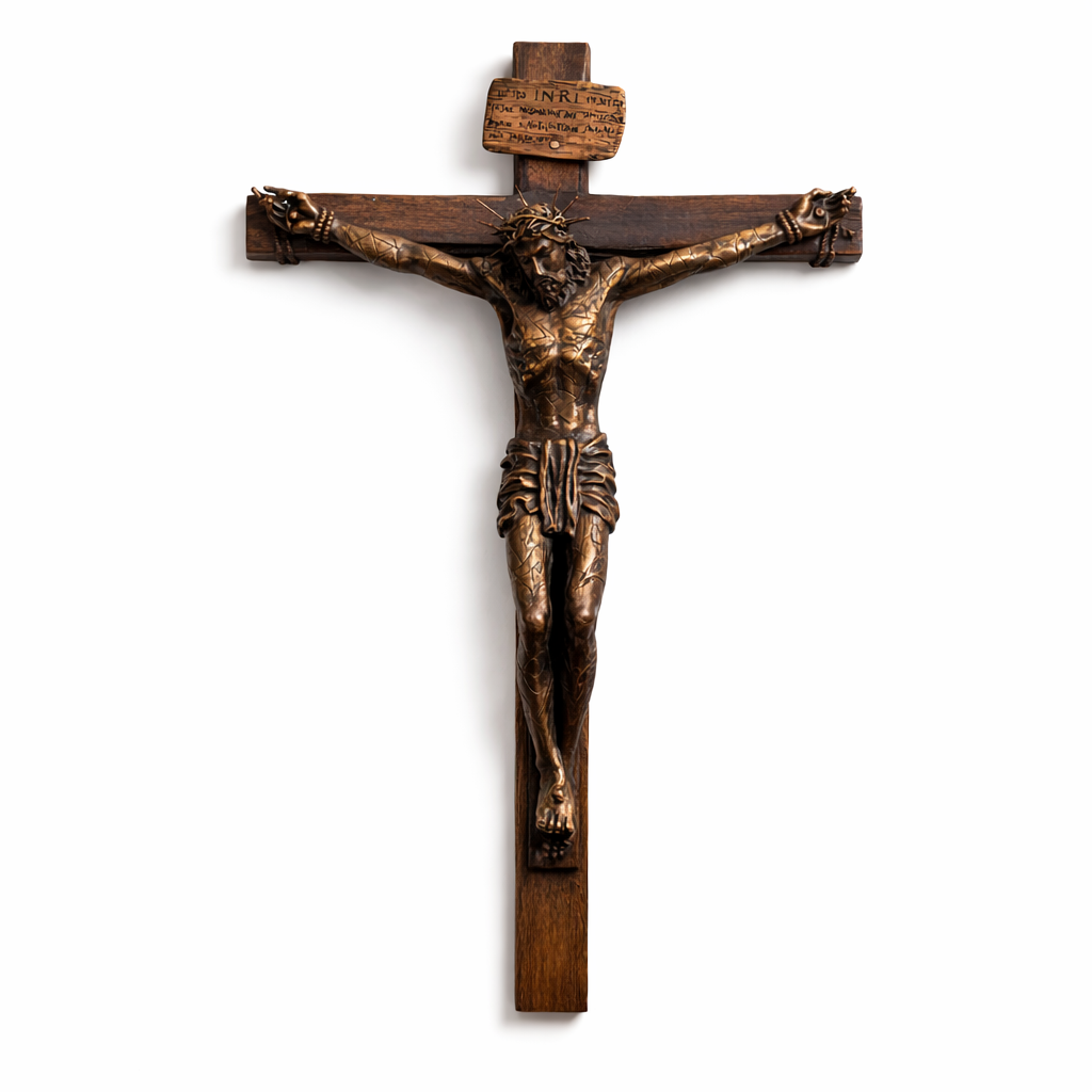 20" Realistic Bronze Crucifix