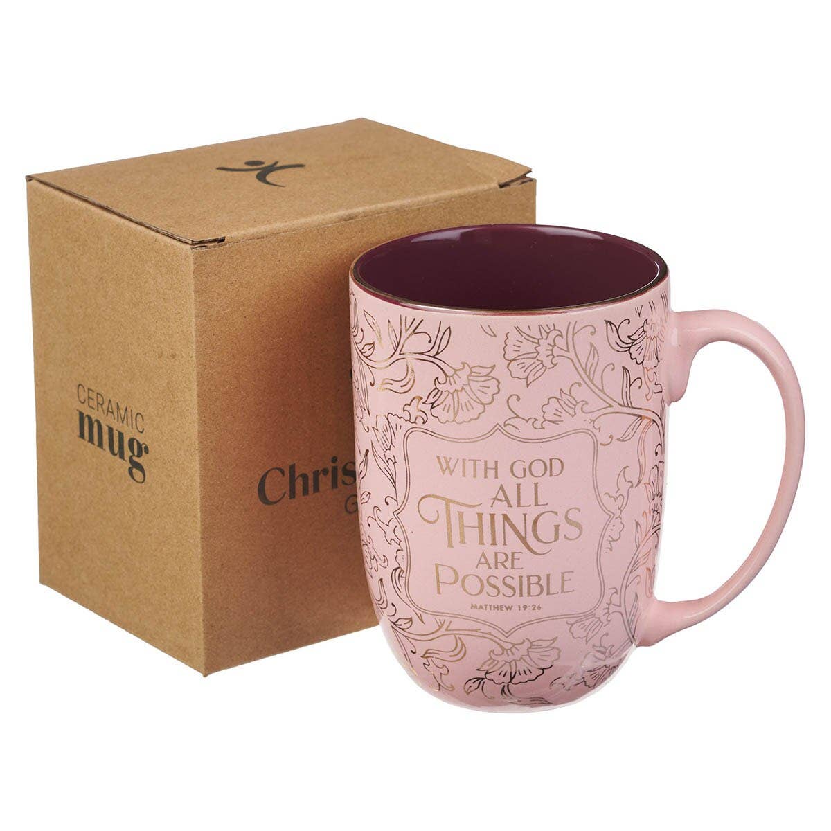 Mug Pink With God Matt 19:26