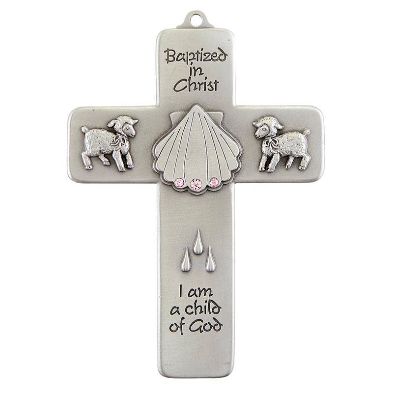Baptismal Message Cross-Pink