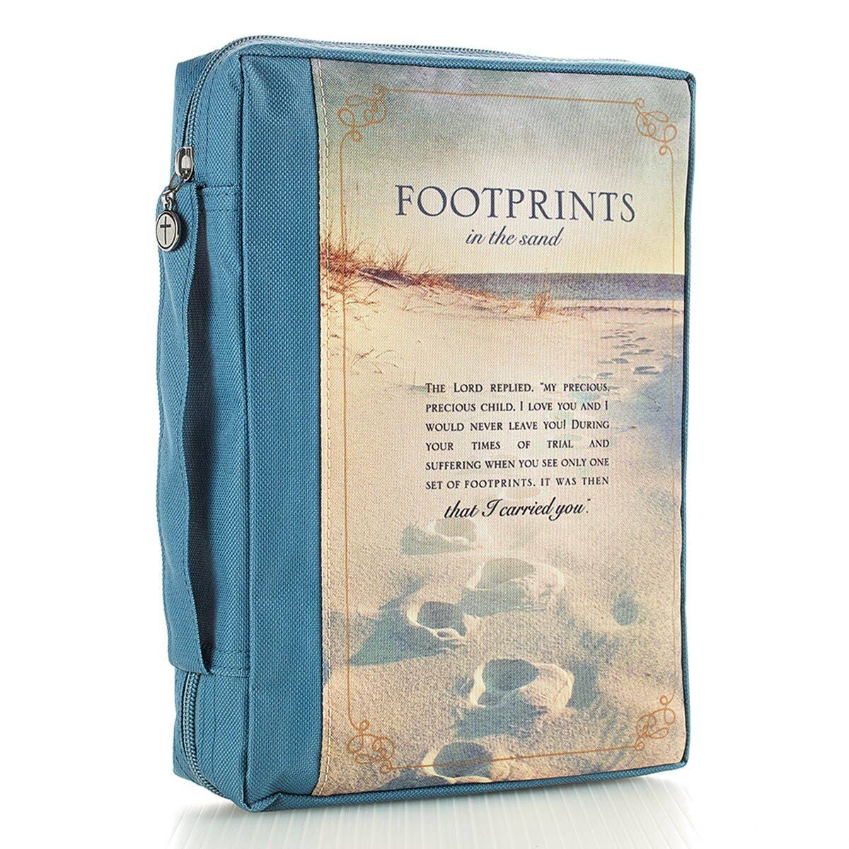 Bible Cover Value Blue/Beach Printed Footprints