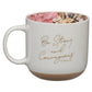 Mug White Floral Strong Josh. 1:9