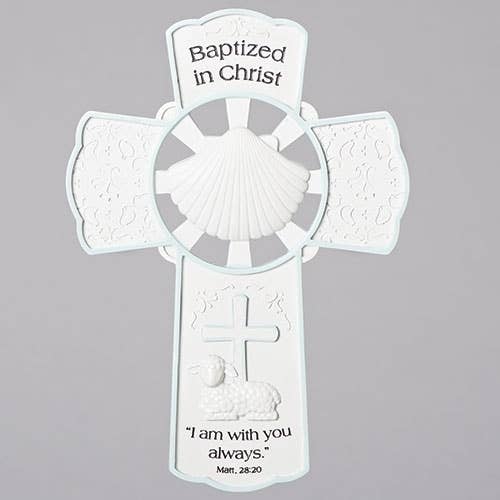Baptism Boy Wall Cross Blue/White