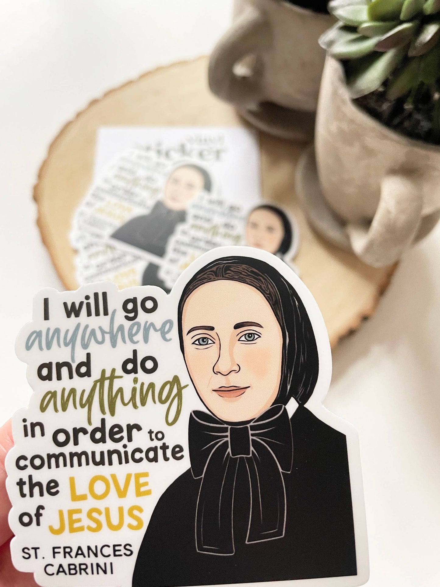 St. Frances Cabrini Waterproof Catholic Sticker