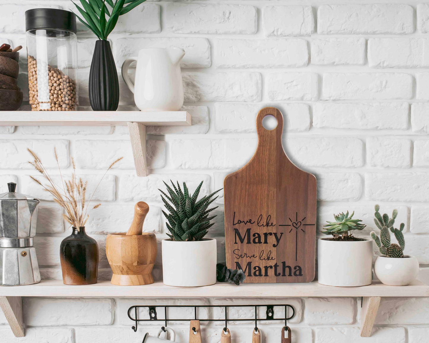 Love Like Mary Serve Like Martha Engraved Cutting Board