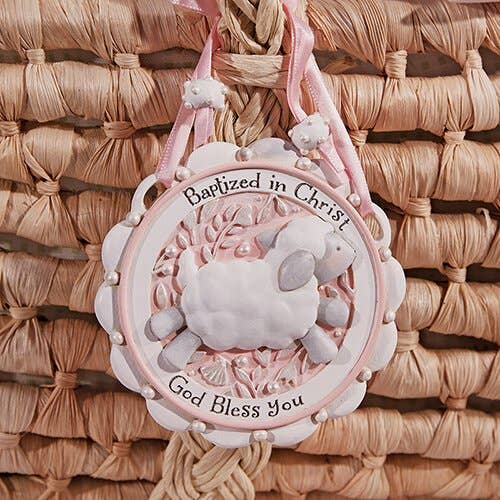 Ag Baptism Crib Medal Pink