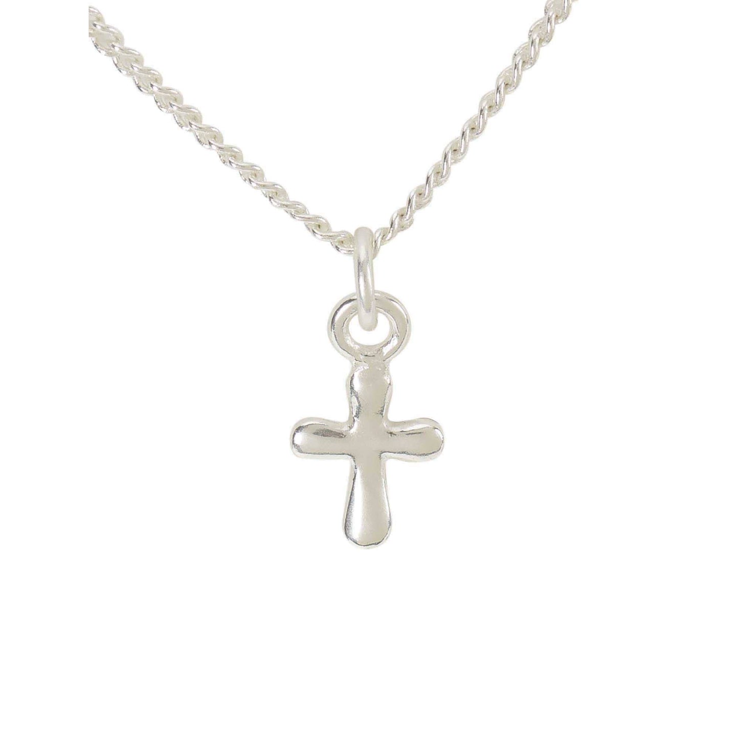 Nk - Baby Puff Cre Sil Plt 13"Cable Chain cross