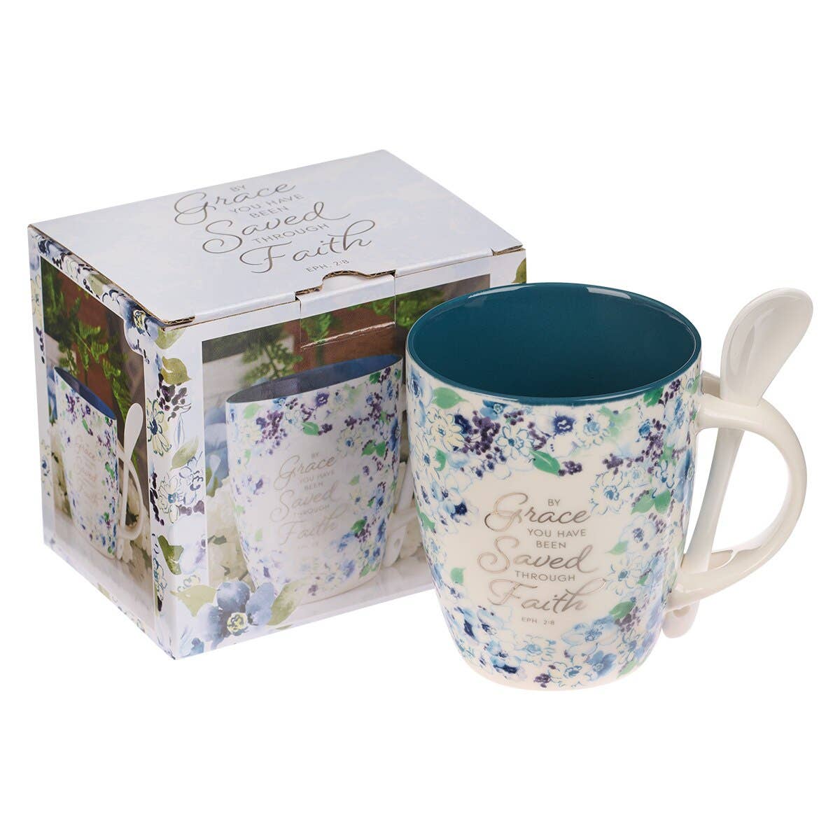 Mug with Spoon Floral By Grace
