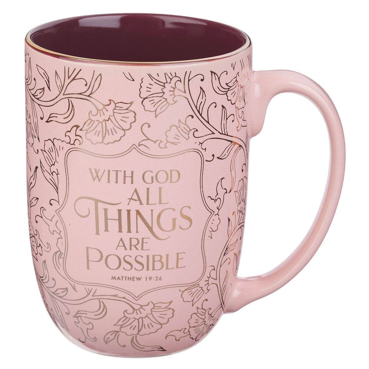 Mug Pink With God Matt 19:26