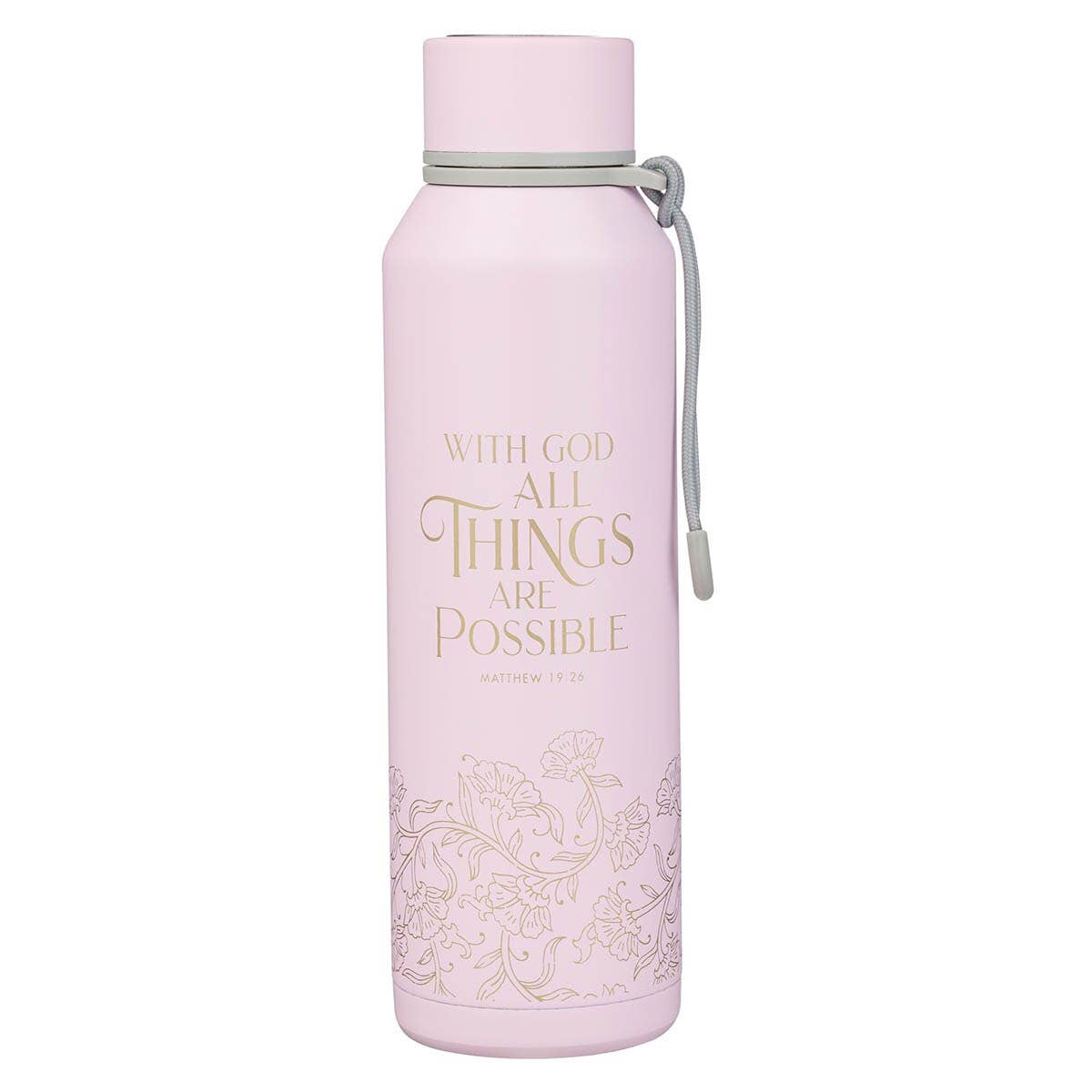 Water Bottle SS Pink With God Matt. 19:26