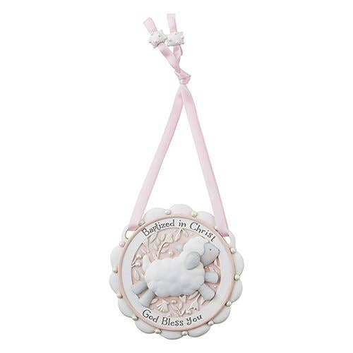 Ag Baptism Crib Medal Pink