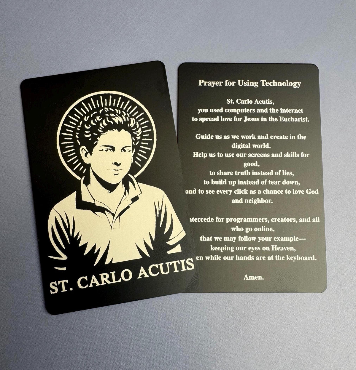 Carlo Acutis Metal Prayer Card