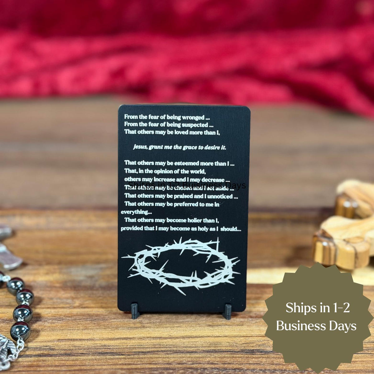 Litany of humility Premium Metal Prayer Card