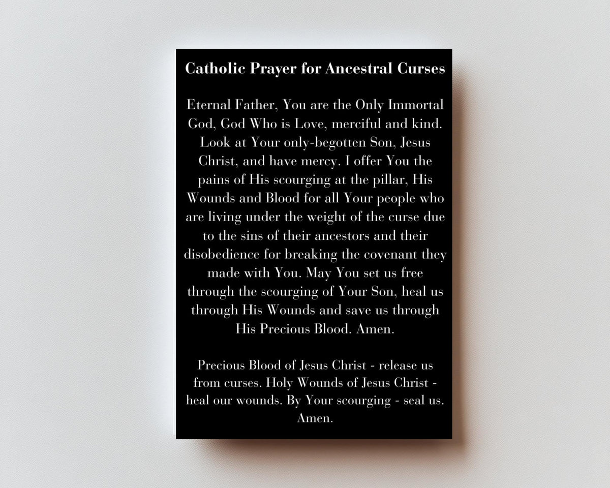 Catholic Prayer for Ancestral Curses Premium Metal Prayer Card