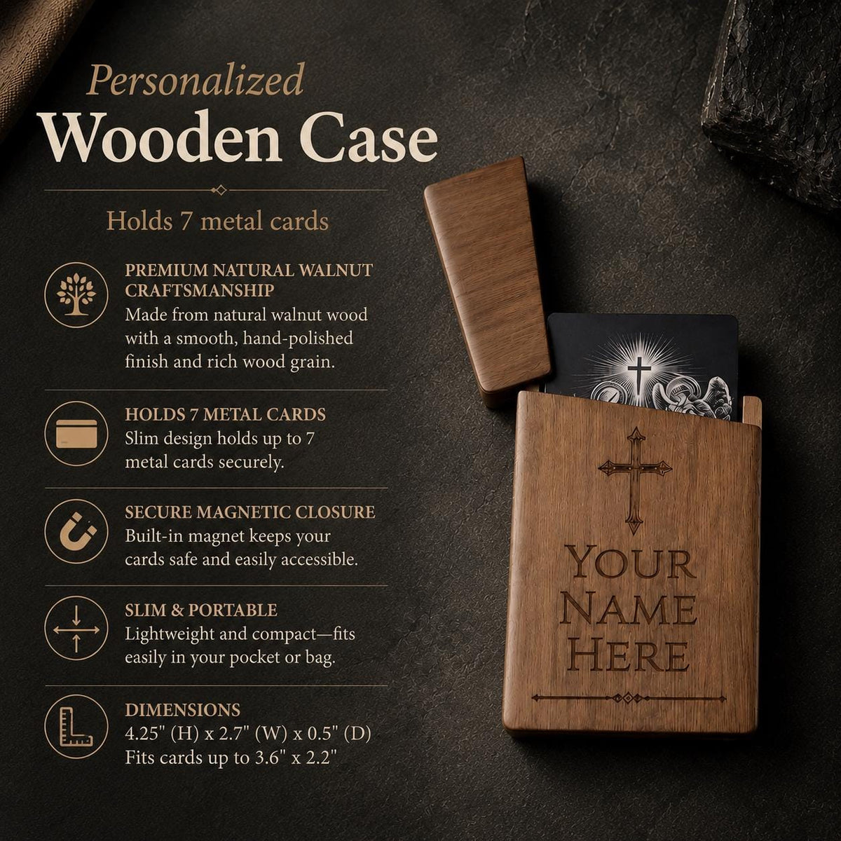 Personalized Wood Case for Metal Prayer Cards/Business Cards