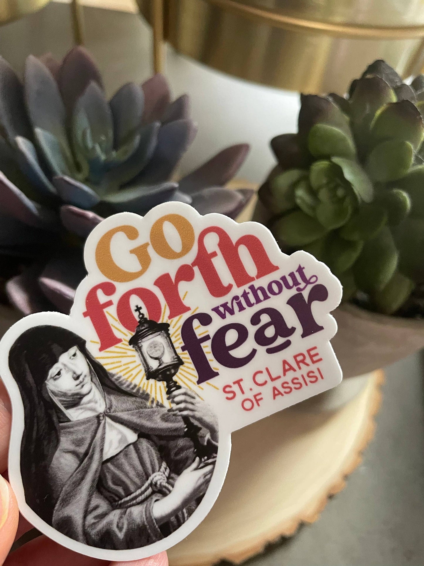 St. Clare of Assisi Waterproof Catholic Sticker